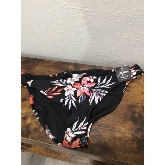 New NWT Bar III Black Floral Bikini Bottom Swim Wear XL Tropical Escape - Picture 4 of 8